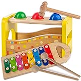 all Kids United® Holz Hammerspiel Xylophon für Kinder - Musikinstrument Glockenspiel Xylofon Klangspiel; Holz-Spielzeug Motoriktraining (Triff den Ball Xylophon)