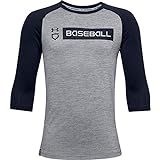 Under Armour Boys' IL Utility 3/4 20 T-Shirt , Steel Full Heather (035)/Midnight Navy , Youth S