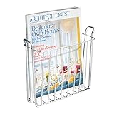 iDesign porte revue à fixer au mur, petit porte magazine mural en métal pour revues, journaux ou magazines, range magazine pour la salle de bain, argenté, Silberfarb