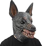 PartyHop Horror Zombie Hund Maske Tier Latex Vollkopf Realistische Masken für Halloween Karneval Kostüm Party