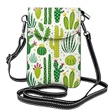 GERRIT Damen-Umhängetasche aus Leder mit Kaktus-Pflanzen-Muster, Handy-Geldbörse, Smartphone-Schultertasche, mehrfarbig, Einheitsgröß