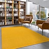 Impression Kurzflor-Wohnzimmerteppich - Schlichte Moderne Teppiche für Schlafzimmer, Büro, Flur, Küche, Kinderzimmer - Gelb, 120 x 170