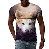 Sommer Trend Tier Shiba Inu Muster T-Shirt Herren Rundhals 3D Bedrucktes T-Shirt Mode Lässig Hip-Hop Harajuku Wind Street Kleidung (Color : Style13, Size : S)