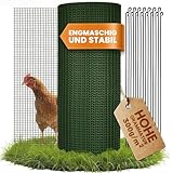 POLYMERNET Hühnerzaun 25m lang | 90cm hoch | Freilaufgehege Hühner mit 15 Befestigungsstäben | Mobiler Zaun für Kleintiere | Engmaschiger Geflüg