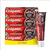 Colgate Zahnpasta Max White Charcoal 4x75ml - Zahncreme mit Aktivkohle, entfernt bis zu 100% der oberflächlichen Verfärbung