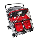 Universal Zwillingskinderwagen Regenschutz Side by Side Wasserdicht Transparent PVC Kinderwagen Regenschutz Staubdicht Winddicht Doppel-Kinderwagen Große Regenabdeckung