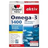 Doppelherz Omega-3 1400 mg - Hochdosiertes Omega-3-Konzentrat plus Vitamin E - Hoher Gehalt an Omega-3-Fettsäuren EPA & DHA - 30 Kap