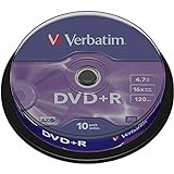Verbatim DVD+R 16x Matt Silver 4.7GB, 10er Pack Spindel, DVD Rohlinge, 16-fache Brenngeschwindigkeit & Hardcoat Scratch Guard, DVD leer, Rohlinge DVD, DVD Rohlinge Sp