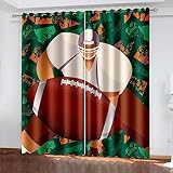 ARMOQ 2 Stück Blickdichte Gardine Mit Ösen - Fußball Braun 220X215Cm Wohnzimmer Vorhänge Thermovorhang Hitzeschutz Gardinen Kinderzimmer Mädchen Ösenschal, Akustische Verdunkelungsvorhänge-3D Druck V