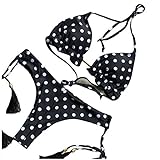 TYTUOO Damen Zweiteiliger Badeanzug Neckholder Bikini Set Tie Side Bademode Push Up Gepolstert Badeanzug Beachwear Gr. S, E-Schw