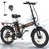 HITWAY E Bike 20' 3,0 Fat Tire Elektrofahrrad E-Fahrrad klapprad,250W/36V/12Ah Akku,Max.Reichweite bis zu 35-90km, Off-Road Mountainbike mit 7 Gängen,City EBik