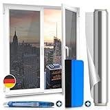 WindowShield® Fenster-Sichtschutzfolie mit Werkzeugen, silberne Einwege-Spiegelfolie, Privatsphäre am Tag, Wärmeregulierung, UV-Blockierung, selbsthaftende Fenstertönungsfolie, 60 cm x 4 