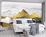 MOBYAT 3D-Fototapete Hintergrund Wand Abstrakte goldene Tinte Landschaft Künstlerische 3D-Tapete Wandbilder, 3D, 350 x 245