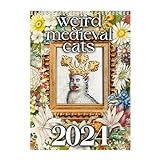 Personalisierter Kalender 2024, Seltsamer Mittelalterlicher Löwenkalender, Seltsamer Mittelalterlicher Katzenkalender 2024, Mittelalterlicher Hundekalender, Personalisierter Tier-Wandk