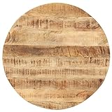 vidaXL Mangoholz Massiv Tischplatte Massivholzplatte Holzplatte Ersatztischplatte Holz Platte für Esstisch Esszimmertisch Rund 15-16mm 60