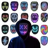 Ompusos LED Maske mit Gestensteuerung - Digitale Halloween & Rave Maske, LED Elektronische Maske für Kinder & Erwachsene, ideal für Party, Cosplay, Musikfestivals (Adult)