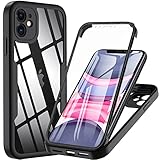 Hensinple Für iPhone 11 Hülle, Handyhülle iPhone 11 Mit Eingebautem Displayschutz 360° Rundumschutz TPU Robust Bumper Case Stoßfest Handyhülle Schutzhülle für iPhone 11 6,1 Zoll (Schwarz)