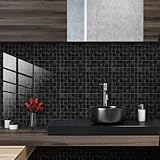 Fliesenaufkleber 15x15 Schwarzes Marmorgitter Mosaikfliesen PVC Klebefliesen Wasserdicht Fliesenaufkleber Bad Fliesenaufkleber Küche Schrank Möbel Küchenrückwand Selbstklebend 10 Stück