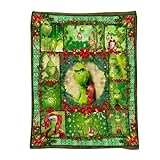 Reddomm Grinch Weihnachtsdecke, Flanell, dekorative Decke, Decke für Klimaanlage, Decke Fehlstart (B, One Size)