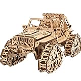 UGEARS Geländefahrzeug mit Kettenantrieb - 3D Holzpuzzle Modellbausatz Auto - 3D Puzzle Automodelle zum Selber Bauen Männer und Fans von Ketten ATV Fahrzeug
