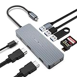 USB C Dockingstation, USB C Dock mit DREI Displays, 9 in 1 USB C Hub Multiport Adapter mit VGA, 2 4K HDMI, PD100 W, USB 3.0, 2 USB 2.0, SD/TF Karte, kompatibel mit Laptop