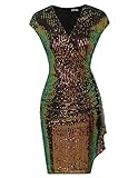 GRACE KARIN Damen Paillettenkleid v Ausschnitt Vintage Sexy Businesskleider Bunt auf Schwarz L