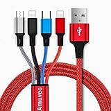 Amuvec Multi USB Kabel 3A, 4 in 1 Nylon Braided Universal Ladekabel mit Lightning Typ C Micro Anschlüsse, für iPhone, Samsung Galaxy S22 S21 S20 S10 S9 S8, Huawei, Xiaomi, Sony, PS4, Moto-1.2M