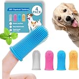 Bileumec Hundezahnbürste Fingerling - 360° Silikon-Borsten, Ergonomisches Design, Leicht zu verwenden, Zahnpflege für Hunde (4 Stück)
