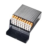 Pandalein Groß Zigarettenetui aus Metall, Zigarettenschachtel für 40 Zigaretten, Edelstahl Zigarettencase Zigarettenbox Zigaretten Etui für Damen Herren (Schwarz)