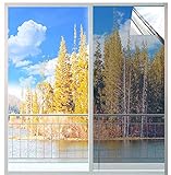 MUHOO Spiegelfolie Fenster 90x200cm, Sonnenschutzfolie Fenter Innen, 99% UV Schutz Fesnterfolie, Festerfolie Sonnenschutz - Silb