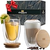 heidenfeld Original Königsglas Swing doppelwandige Gläser Set (2x 350 ml) - Latte Macchiato Gläser - Design Premium Glas - Cocktailgläser - Kaffe & Cappuccino Tassen - Teegläser Set - Thermog