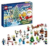 LEGO 60381 City Adventskalender 2023, Weihnachtskalender mit 24 Geschenken inkl. Weihnachtsmann- und Rentier-Figuren Plus Winterwunderland-Spielmatte, Kinder, Jungen, M
