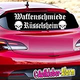 Autoaufkleber Spruch 'Waffenschmiede Rüsselsheim' Heckscheiben-Tuning ca. 80x30cm, Motiv 3