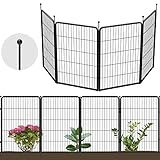 FXW Metallzaun, 4 Paneele, 2,7 m (L) x 101,6 cm (H), dekorativer Metallzaun für Hunde, Haustiere, temporärer Zaun für Hof, Terrasse, Schw