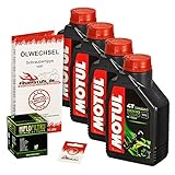 Motul 10W-40 Öl + HiFlo Ölfilter für Yamaha YZF-R1 /SP, 02-06, RN09 RN12 - Ölwechselset inkl. Motoröl, Filter, Dichtring