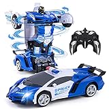 Vubkkty Auto Roboter Spielzeug für Kinder, 2.4GHz Fernbedienung Zwei-in-Eins Transformator RC Auto, 1:18 Scale Transforming Spielzeuggeschenk für Kinder ab 6 7 8 9 10 J