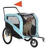 PawHut 2-in-1 Hundeanhänger, Fahrradanhänger für Hunde, Hundewagen mit Reflektoren, Hundebuggy max. 30 kg, Hundefahrradanhänger für Große Hunde, Oxford-Gewebe, B