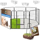SUN-M Welpenauslauf 80cm hoch - 8tlg - inkl. Erdankern - flexibel erweiterbar - ideal für drinnen & draußen - Laufstall für Hund, Kaninchen, Meerschweinchen, Hasen - Welp