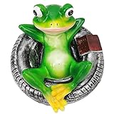 Airshi Froschfiguren aus Kunstharz, Pflegeleichte, Langlebige Schwimmende Froschstatue aus Kunstharz für den Teich (Frosch liegt auf Reifen)
