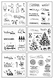 Silikonstempel Weihnachten Deutsch, 6 Blätter Clear Stamp Weihnachten, Frohe Weihnachten Stempel, Silikonstempel Winter, Clear Stempel Set für DIY Bullet Journal Scrapbooking Fotoalb