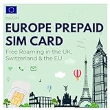 travSIM Europe SIM Card | 12 GB Mobile Daten mit 4G/5G Geschwindigkeit | Kostenloses Roaming in Großbritannien, der Schweiz und mehr als 30 EU Ländern | Plan auf Europa SIM Karte ist 30 Tage Gültig
