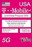 USA SIM-Karte für Reisen in die USA PrePaid. T-Mobilfunknetz mit unbegrenzten Daten, Anrufen und SMS. Neue verbesserte 5G-SIM-Karte! (10 Tage)