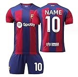ELDEEZ Benutzerdefiniert Barcelona Fussball Trikot Kinder Set und Erwachsene Set Personifizieren Name Nummer T Shirt Shorts and Socks Trainning S