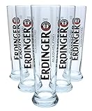 6x Erdinger Alkoholfrei Weizenbierglas 0,5L, Gläser, Bierglas, Markenglas, Weißbierglas (ohne Flaschenausgießer)