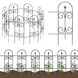 Thealyn Dekorative Gartenzaun-Bordüre, Metall, 81,3 x 3 m, (2 Sets, Gesamtlänge 6 m), rostfreier Schmiedeeisen, Landschaftszaun für Blumenbeet, Bäume, Tierb