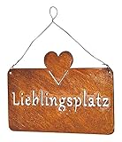 levandeo Schild Lieblingsplatz 25x16cm Herz Garten-Deko Rost Rostdeko Türschild Wandbild Schriftzug Wanddek