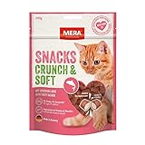MERA Crunch & Soft mit Lachs, 200g köstliche Katzen Leckerlies, nahrhafter Katzensnack voller Vitamine und Mineralien, krosse Kissen mit cremiger Füllung