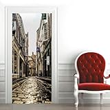 Türtapete Selbstklebend 86x200 cm Türfolie Selbstklebend Italien Türaufkleber Türposter Blick Auf Die Straße Der Stadt Türsticker Fototapete 3D Effekt für Schlafzimmer Wohnzimmer Küche 8818