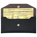 Molain Geldbörse mit Geldumschlag, Geldbeutel aus PU Leder wiederverwendbar Budgetumschlag Geldbeutel Umschlagsystem Bargeldteiler für Geldbörsen, 7,2 x 3,6 Zoll(Schwarz)