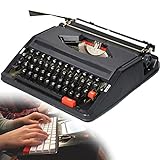 AALGO Schreibmaschine Vintage Klassische Manuelle Typewriter Kreative Retro Tragbar Schreibmaschine Robustes Vintage-Gehäuse Haltbarkeit mit Schwarz/rotem Band,30 X 30 X 10 cm,Black
